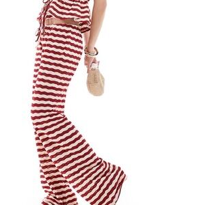 ASOS Burgundy and White Wave Pattern Swim Coverup